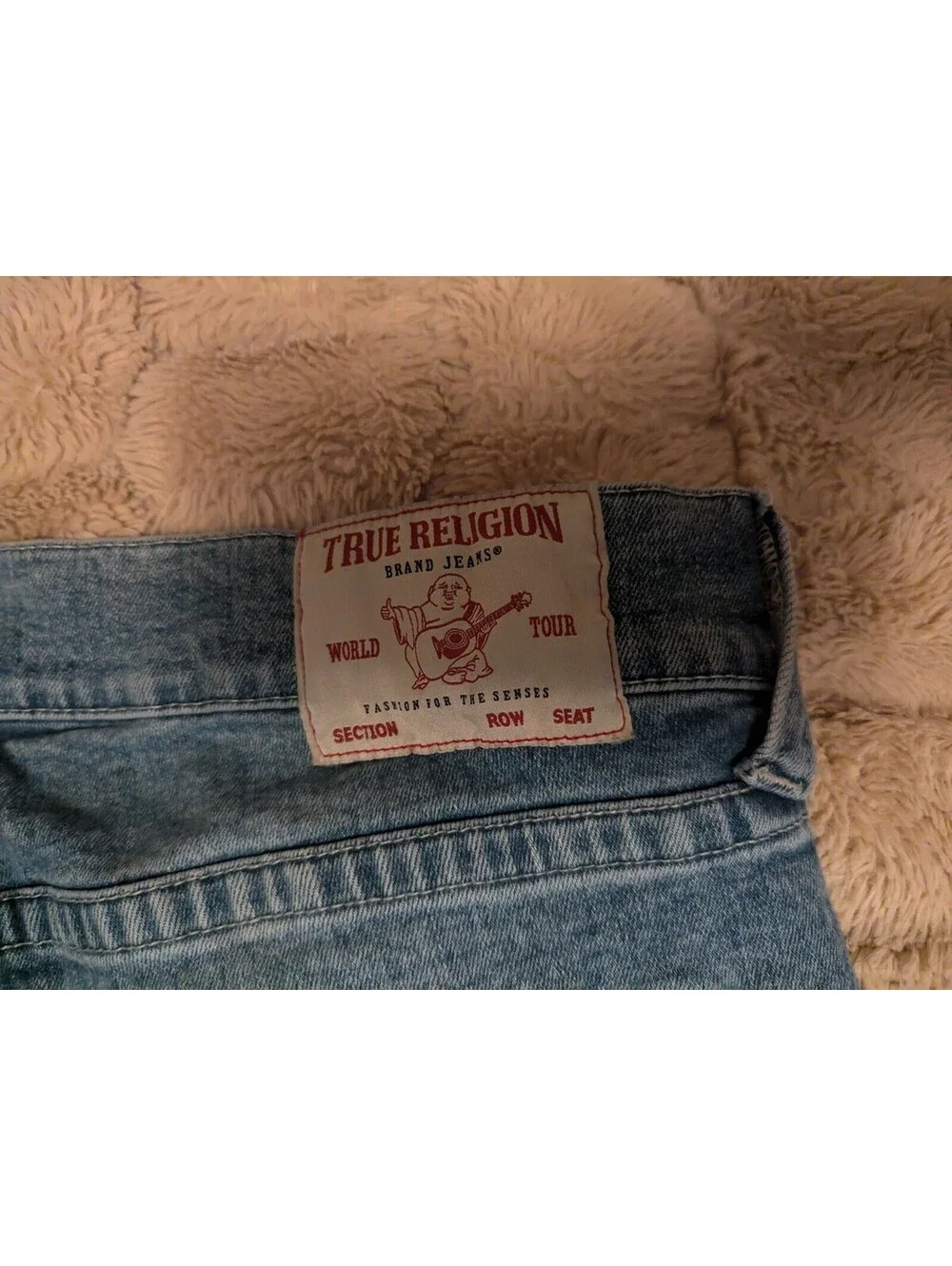 True Religion Ricky Mens Light Wash Relaxed Straight Spell out Jeans Size 36x34